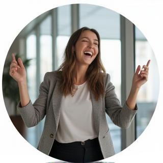 Person celebrating career success