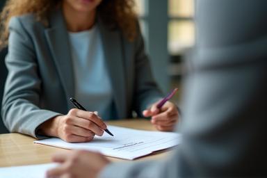 Person practicing interview answers