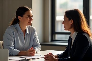 Coach providing feedback to a client